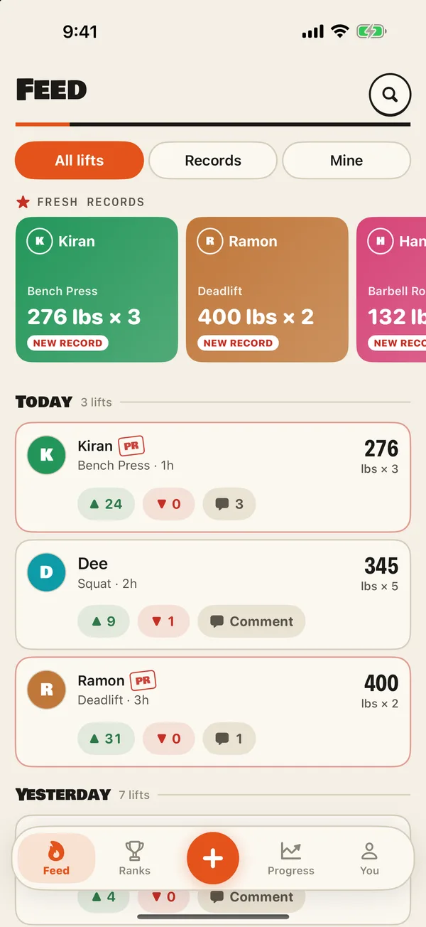 Brolic gym feed screen